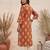 Rust  pure cotton printed kurti for women