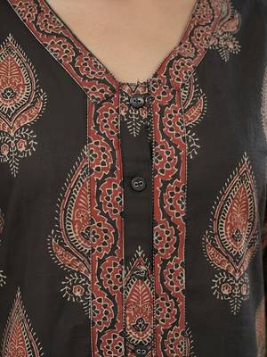 Black  pure cotton printed kurti for women 2