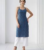 Blue  pure cotton printed kurti for women