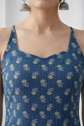 Blue  pure cotton printed kurti for women