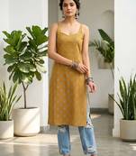 Mustard  pure cotton printed kurti for women