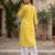 Yellow  pure cotton printed kurti for women