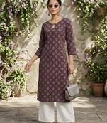 Purple  pure cotton printed kurti for women