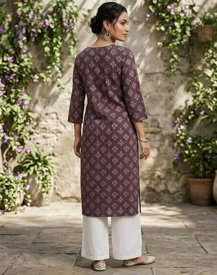 Purple  pure cotton printed kurti for women 5