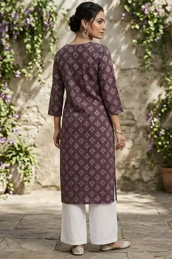 Purple  pure cotton printed kurti for women