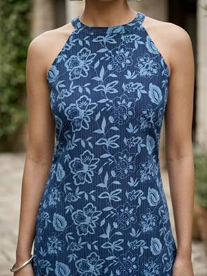 Blue  pure cotton printed kurti for women 4