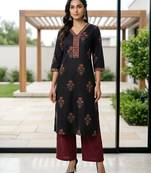 Black  pure cotton printed kurti for women