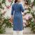Blue  pure cotton printed kurti for women