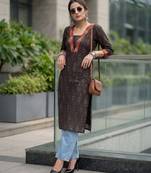 Black  pure cotton printed kurti for women