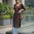 Black  pure cotton printed kurti for women