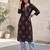 Black  pure cotton printed kurti for women