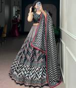 Women's Vaishali Silk Printed Lehenga Choli with Beadswork and Gotta Patti Lace