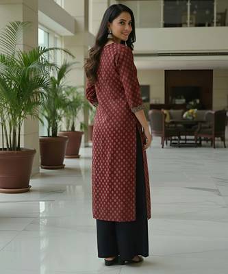 Maroon  pure cotton printed kurti for women 4