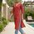 Red  pure cotton printed kurti for women