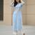 Blue  pure cotton printed kurti for women