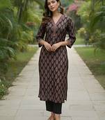 Black  pure cotton printed kurti for women