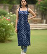 Blue  pure cotton printed kurti for women