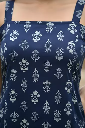Blue  pure cotton printed kurti for women