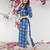 Blue  pure cotton printed kurti for women