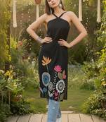 Black  pure cotton printed kurti for women