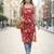 Red  pure cotton printed kurti for women