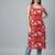 Red  pure cotton printed kurti for women