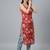 Red  pure cotton printed kurti for women