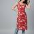 Red  pure cotton printed kurti for women