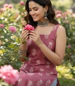 Mauve  pure cotton printed kurti for women
