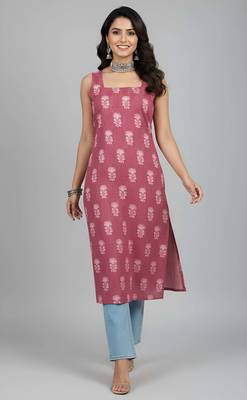 Mauve  pure cotton printed kurti for women 2