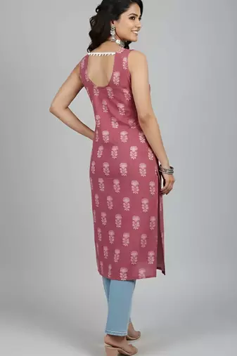 Mauve  pure cotton printed kurti for women