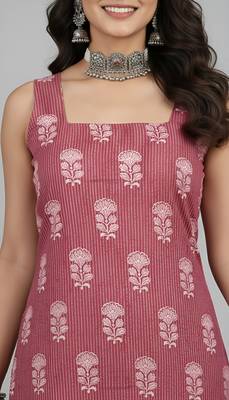 Mauve  pure cotton printed kurti for women 4