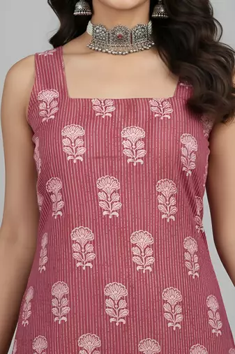 Mauve  pure cotton printed kurti for women