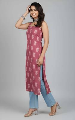 Mauve  pure cotton printed kurti for women 5