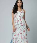 White  pure cotton printed kurti for women