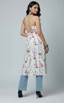 White  pure cotton printed kurti for women 2
