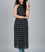 Black  pure cotton printed kurti for women