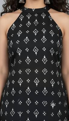 Black  pure cotton printed kurti for women 2