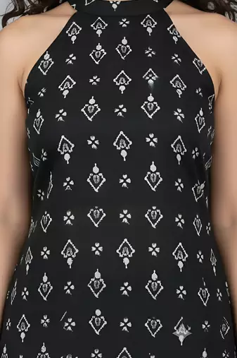Black  pure cotton printed kurti for women