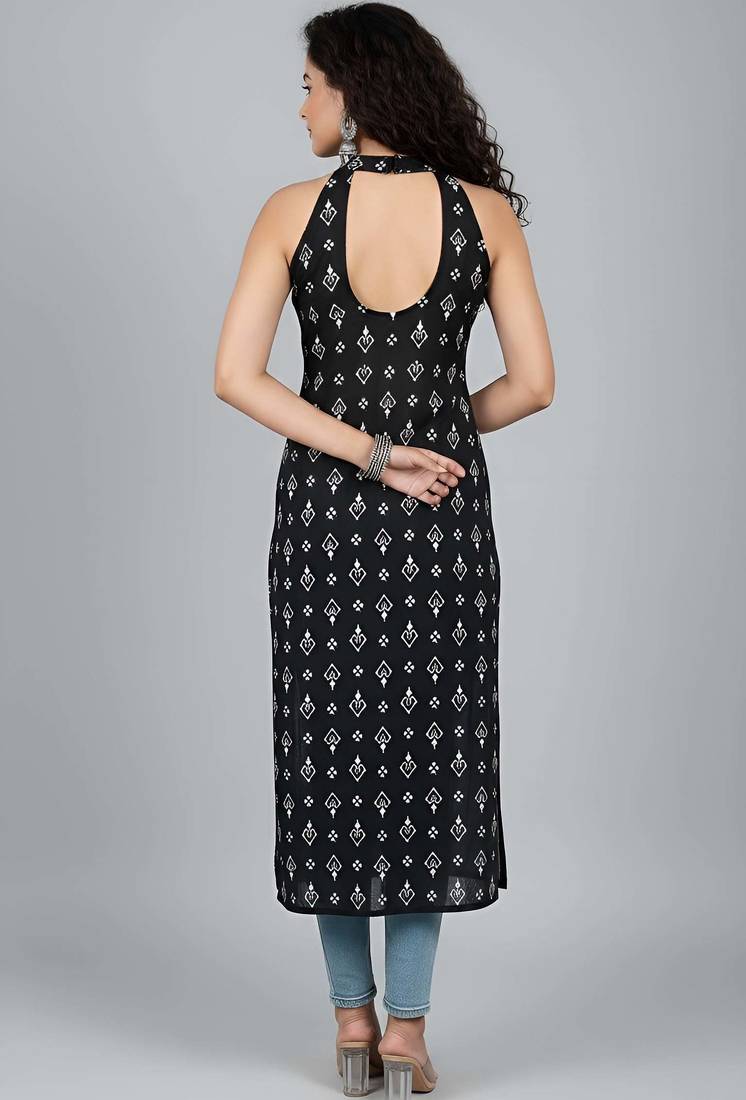 Black  pure cotton printed kurti for women