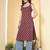 Burgundy  pure cotton printed kurti for women
