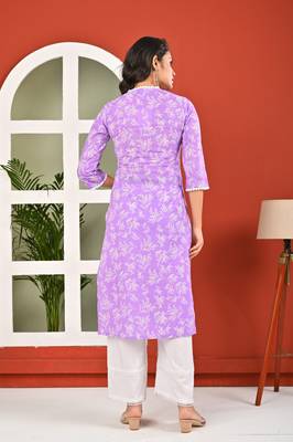 Purple  pure cotton printed kurti for women 5