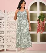 Green  pure cotton printed kurti for women