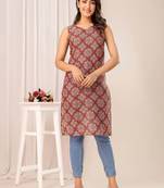 Maroon  pure cotton printed kurti for women