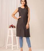 Black  pure cotton printed kurti for women
