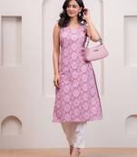 Mauve  pure cotton printed kurti for women