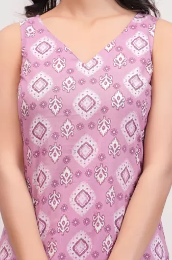 Mauve  pure cotton printed kurti for women