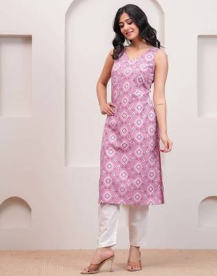 Mauve  pure cotton printed kurti for women 3