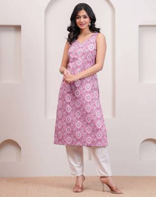 Mauve  pure cotton printed kurti for women 5