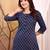 Navy blue  pure cotton printed kurti for women